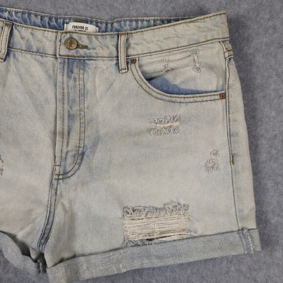 NWT Forever 21 Shorts Womens Size 32 Girlfriend Denim Button Fly Distressed - Picture 5 of 16